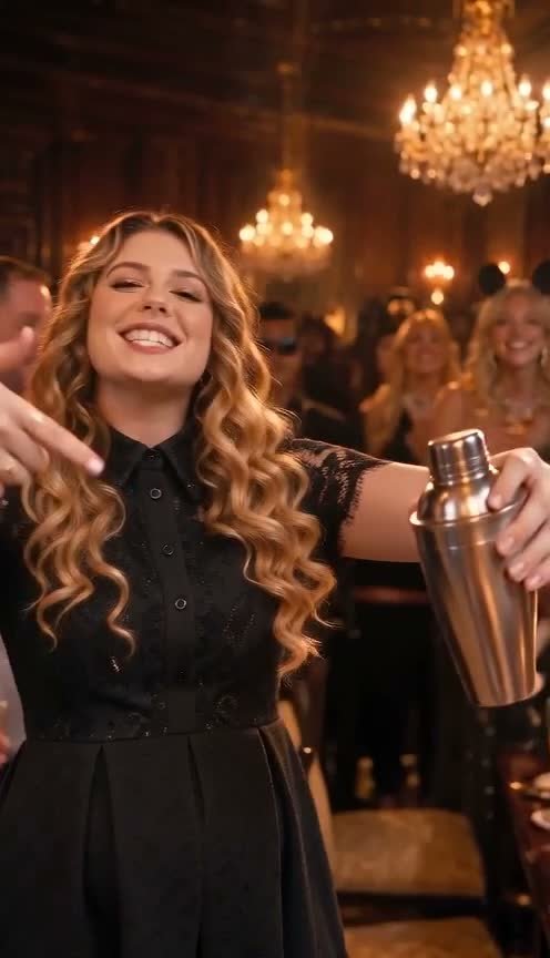 A Burning Bridges AI video still showing a full-body photo turned into the party scene